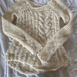 Free People Cream Cable Knit Sweater